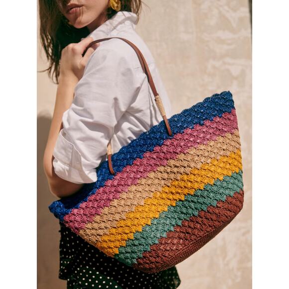 Sezane Handbags - SEZANE Félicie Multicoloured Raffia Basket